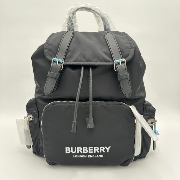 BURBERRY - Nylon Logo Print Medium Rucksack Backpack - Picture 3 of 13